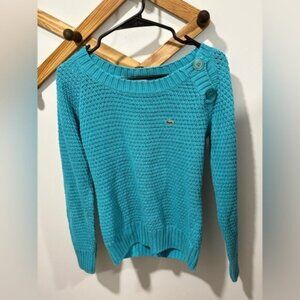 Lacoste VINTAGE Women's Aqua Blue Knit Sweater